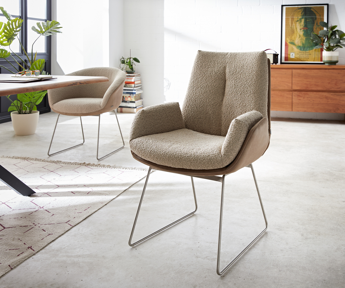 Bild 1 von Esszimmerstuhl Clea-Flex Materialmix Schlamm Kufengestell Edelstahl