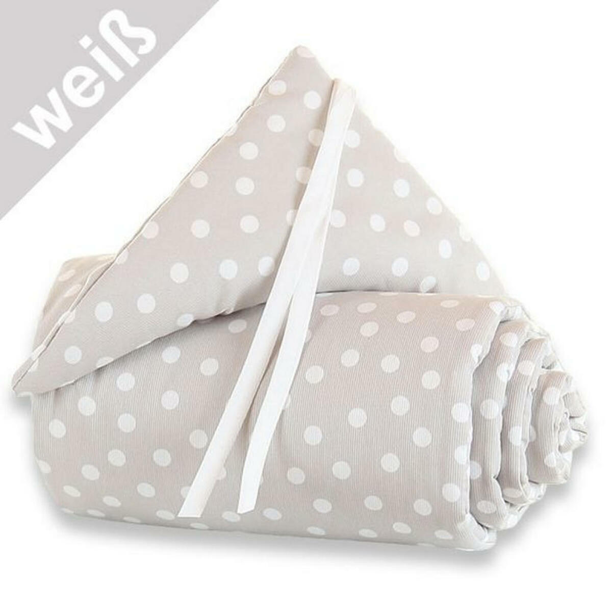 Bild 1 von Babybay Nestchen Babybay Original, Grau, Weiß, Textil, Punkte, Füllung: Polyester, 149x24x2 cm, Textiles Vertrauen - Oeko-Tex®, Oeko-Tex® Standard 100, Babyheimtextilien, Babynestchen, Bettnestch