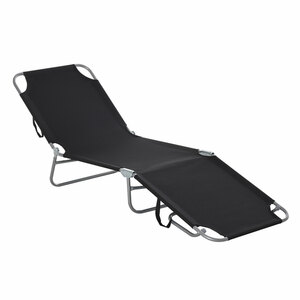 Outsunny Sonnenliege Campingliege klappbarer Liegestuhl mit verstellbarer Rückenlehne, Gartenliege bis 120 kg belastbar, Oxford, Schwarz