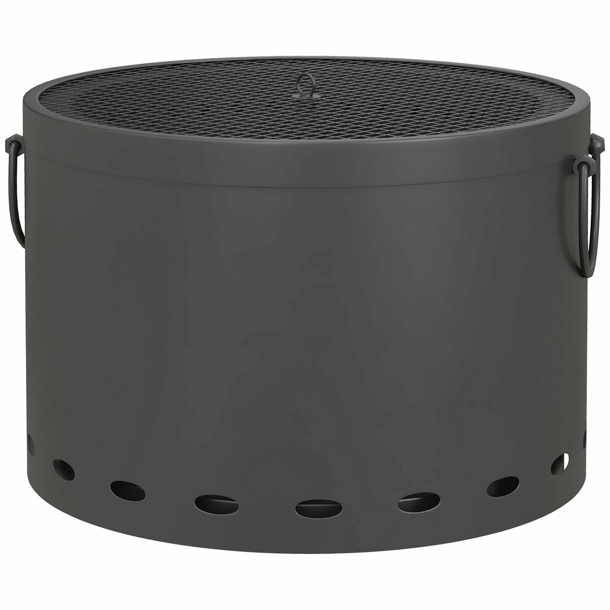 Outsunny Rauchfreie Feuerstelle – 37 Cm, Metall, Mit Aschefänger & Schürhaken, Für Garten & Camping