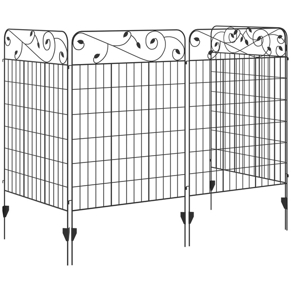 Outsunny 4er Set Gartenzaun 3,52 x 1,1 m Dekorative Gitterzaun