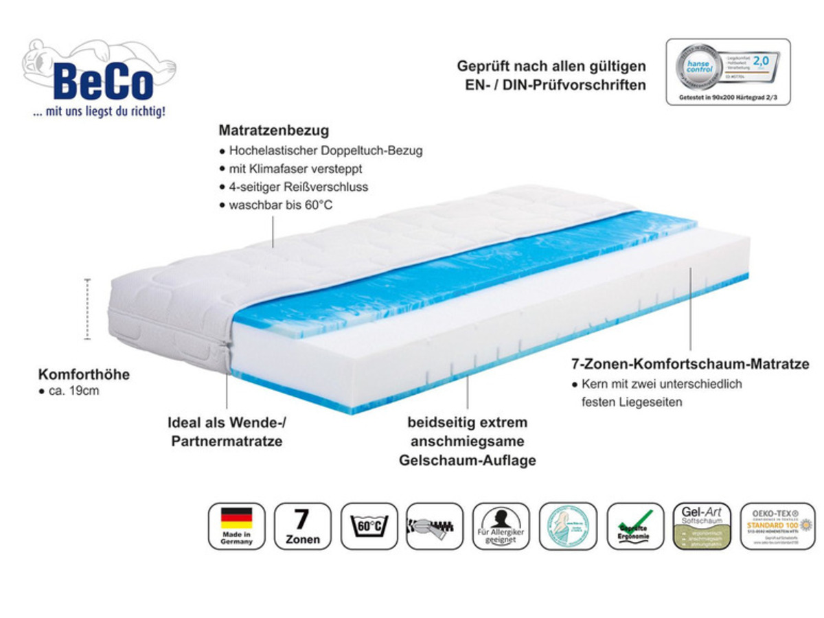 Bild 3 von BeCo 7-Zonen Komfortschaum-Matratze »Ortho-Dynamic«, flexibles Kernsystem, atmungsaktiv