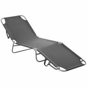 Outsunny Sonnenliege Campingliege klappbarer Liegestuhl mit verstellbarer Rückenlehne, Gartenliege bis 120 kg belastbar für Balkon, Terrasse, Oxford