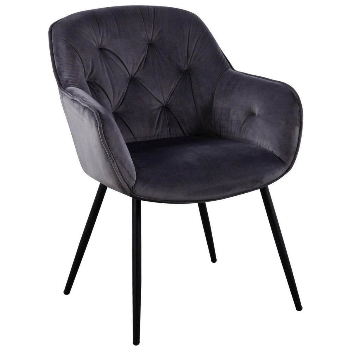 Bild 1 von MID.YOU Armlehnstuhl samt grau, schwarz , Salerno grau gepolstert , Metall, Textil , 63x87x64 cm , pulverbeschichtet,Samt , 001634001401