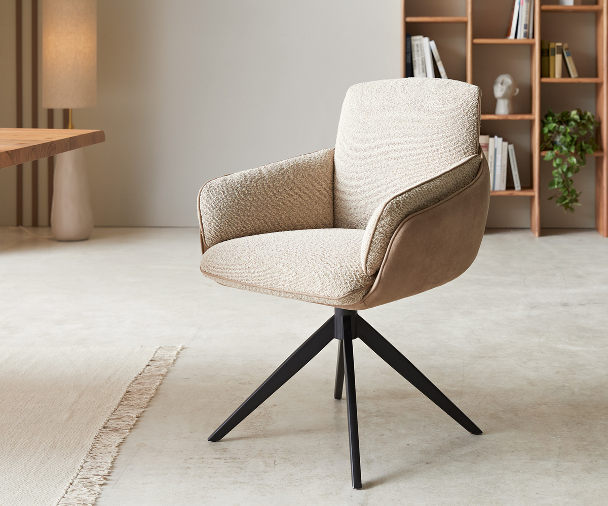 Bild 1 von Drehstuhl Luan-Flex mit Armlehnen Materialmix Schlamm Kreuzgestell breit Schwarz 360° drehbar