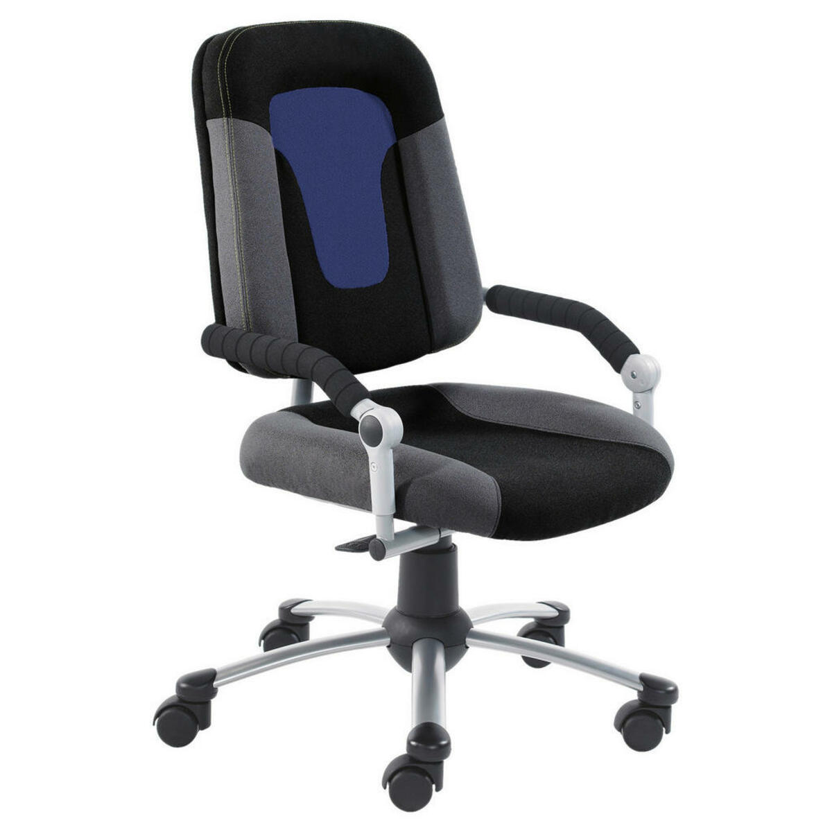 Bild 1 von Stylife Jugenddrehstuhl buche schichtholz anthrazit, blau, schwarz , MY Freaky Ts , Holz, Metall , 60x86(99)x67 cm , pulverbeschichtet,Echtholz , Sitzfläche 360° drehbar, inklusive Armlehnen, abwis