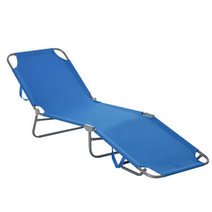 Outsunny Sonnenliege Campingliege klappbarer Liegestuhl mit verstellbarer Rückenlehne, bis 120 kg belastbar für Balkon, Terrasse, Oxford, Blau