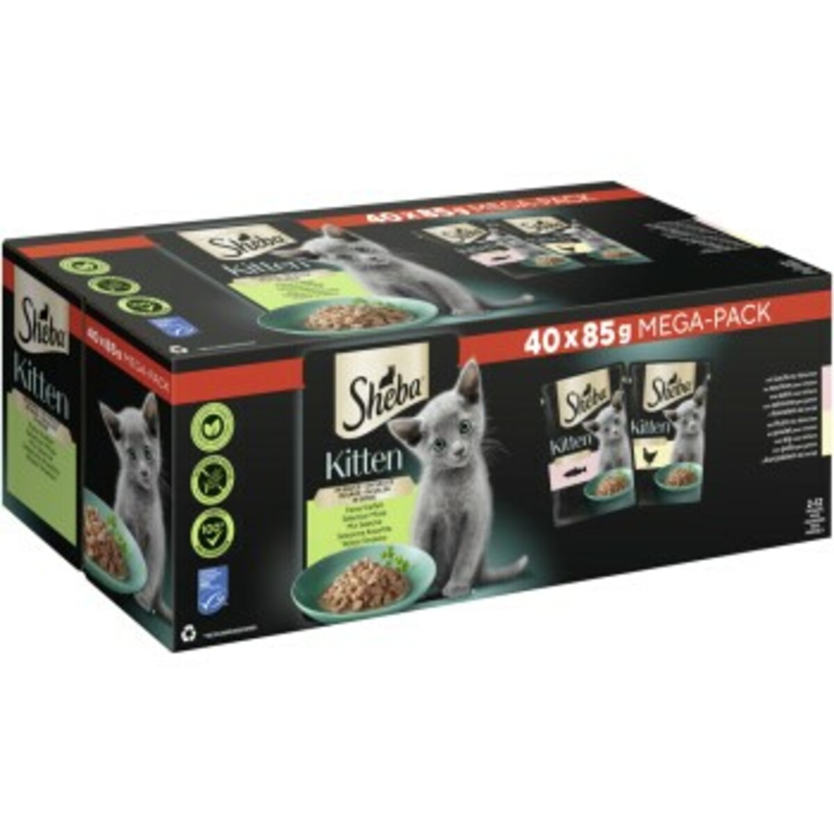 Bild 1 von Sheba Multipack Mega-Pack Kitten in Sauce Feine Vielfalt mit Lachs, mit Huhn MSC 40x85 g
