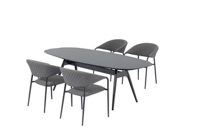Primaster Lounge Möbelset Calvo 5-teilig grau mit wetterfestem Bezug