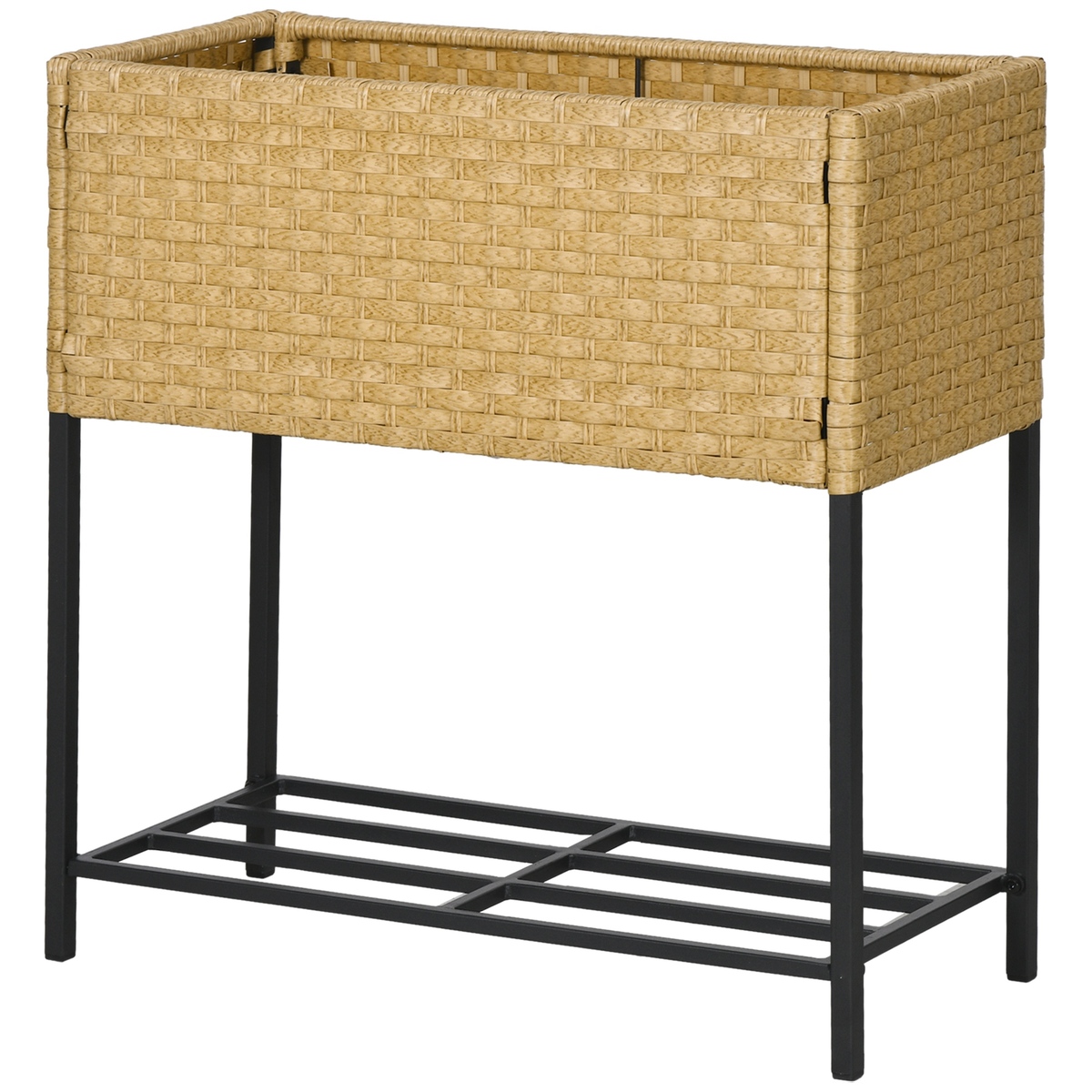 Outsunny Poly Rattan Hochbeet Blumenkasten mit Füßen Blumentopf mit