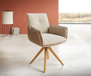 Drehstuhl Nela-Flex Materialmix Schlamm Holzgestell kantig Natur 180° drehbar
