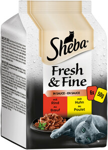 Sheba Fresh & Fine in Sauce mit Rind und Huhn 6x 50G
