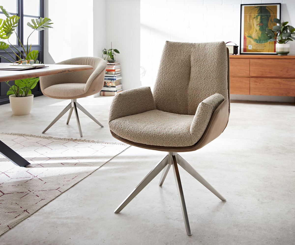 Bild 1 von Drehstuhl Clea-Flex Materialmix Schlamm Kreuzgestell breit Edelstahl 360° drehbar