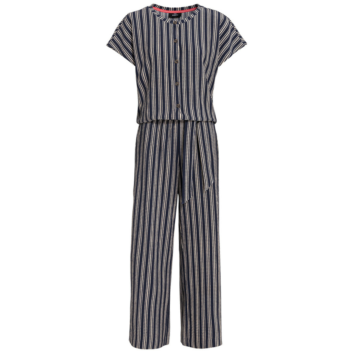 Bild 1 von Damen Jumpsuit mit Bindegürtel DUNKELBLAU / CREME