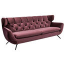 Bild 1 von Pure Home Lifestyle Chesterfield-sofa lila velours , Pure 963 , Textil , 3-Sitzer , 225x94x95 cm , glänzend, verchromt,Velours , Fußauswahl, Hocker erhältlich , 001581030801