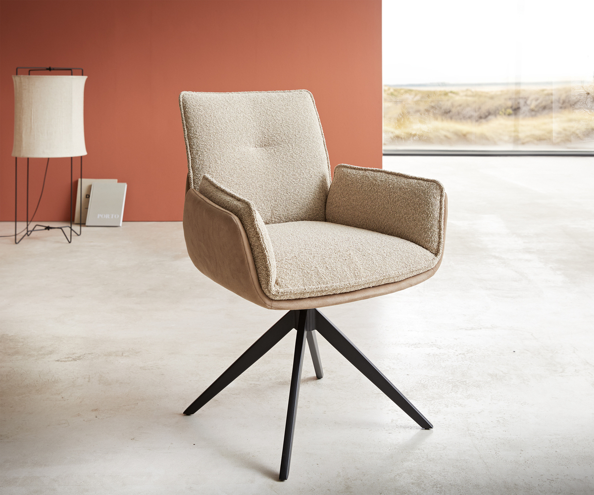 Bild 1 von Drehstuhl Nela-Flex Materialmix Schlamm Kreuzgestell breit Schwarz 360° drehbar