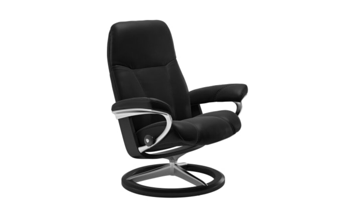 Bild 1 von Stressless - Leder Ruhesessel Consul (M), Batick Black, Signature Schwarz/Chrom Gestell