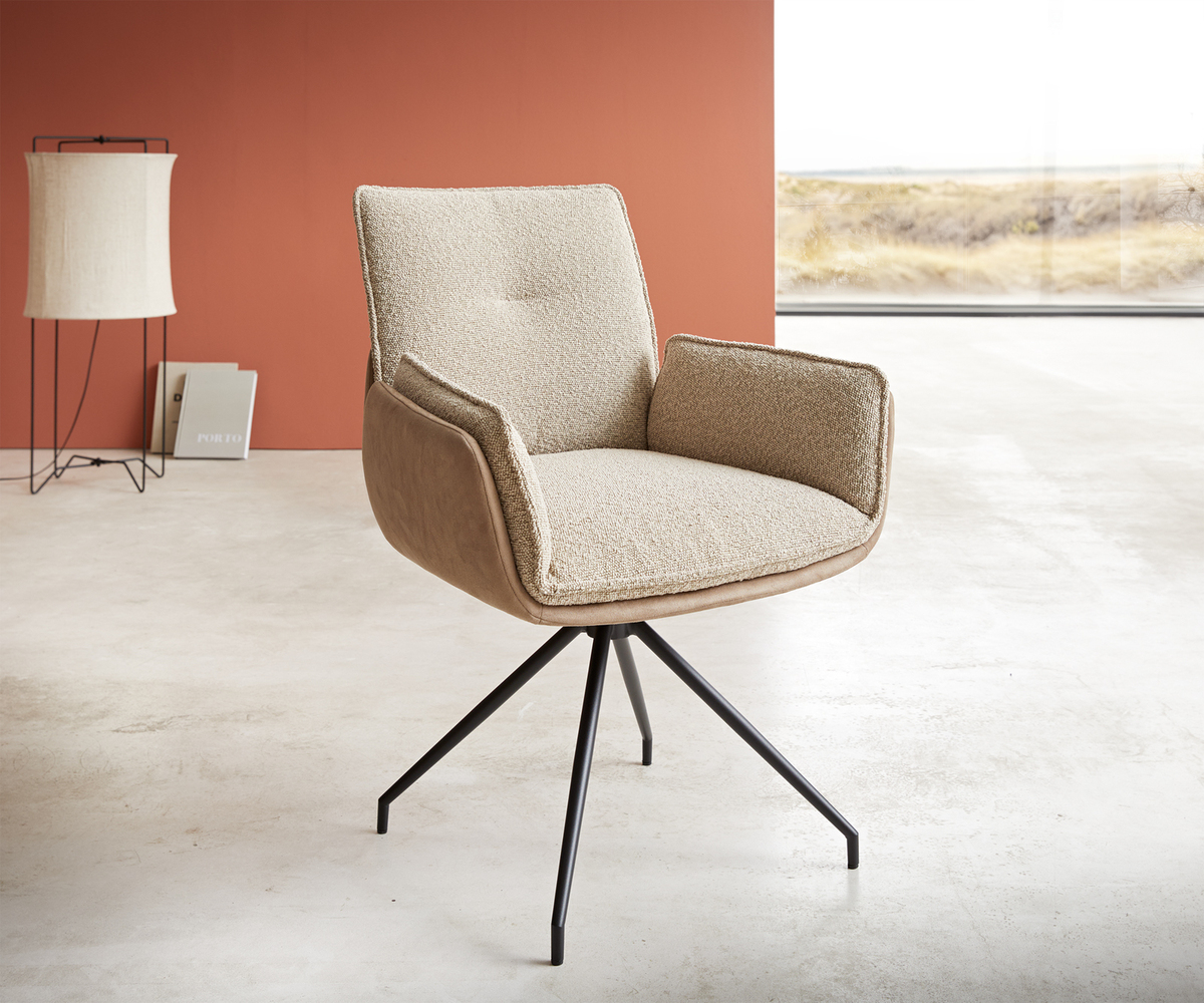 Bild 1 von Drehstuhl Nela-Flex Materialmix Schlamm Kreuzgestell konisch Schwarz 180° drehbar