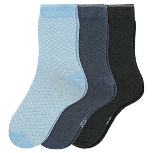 3 Paar Damen Socken mit Ajour-Muster HELLBLAU / BLAU / DUNKELBLAU