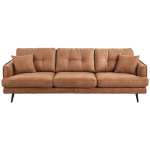 Carryhome Dreisitzer-sofa mikrofaser hellbraun , Grande , Textil , Buche , massiv , 3-Sitzer , 257x89x92 cm , matt, lackiert,Mikrofaser,Echtholz , Stoffauswahl, Rücken echt , 001877077521