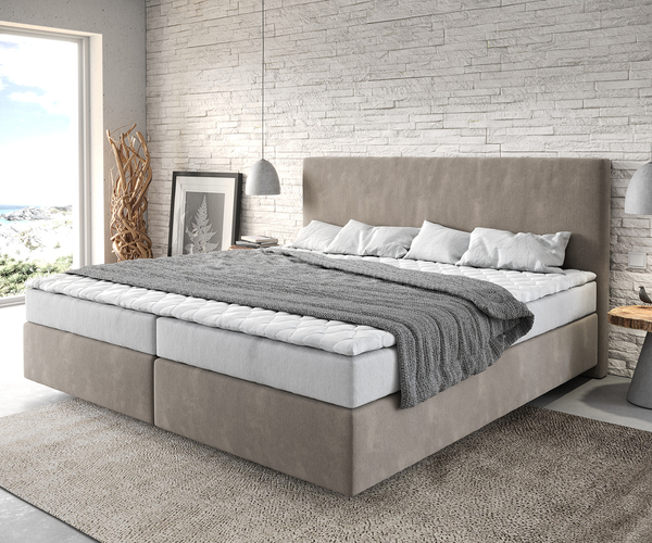 Bild 1 von Boxspringbett Dream-Well Mikrofaser Beige 200x200 cm Bonell-Matratze PU-Topper