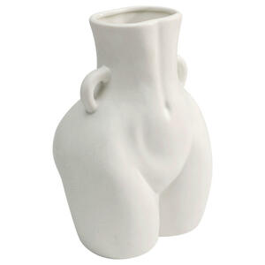 Kare-Design Vase, Weiß, Keramik, 16x21x12 cm, zum Stellen, Dekoration, Vasen, Keramikvasen