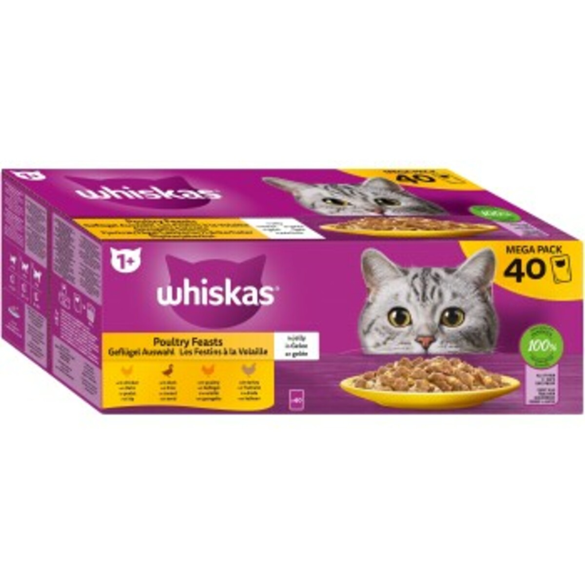 Bild 1 von Whiskas Mega Pack 1+ Geflügel Auswahl in Gelee 40 x 85g