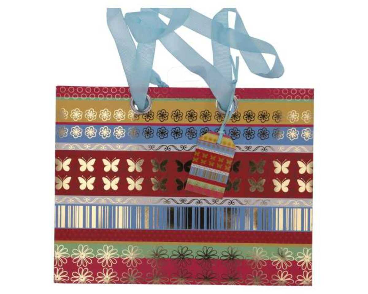 Bild 1 von Geschenktüte A4 matt-gestreift neutral