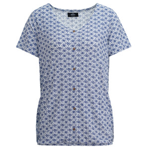 Damen T-Shirt mit Allover-Muster WEISS / BLAU