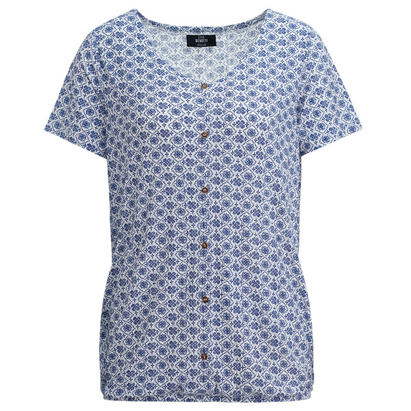 Bild 1 von Damen T-Shirt mit Allover-Muster WEISS / BLAU