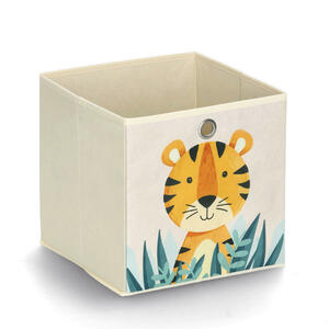 Zeller Present Aufbewahrungsboxen-Set, Beige, Textil, Tier, 30x30x10 cm, Spielzeug, Spielzeugkisten