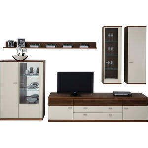 Invivus Wohnwand, Creme, Nussbaum, Metall, Nussbaum, furniert, 13 Fächer, 360x235.9x48.7 cm, Goldenes M, Made in Germany, erweiterbar, Typenauswahl, individuell planbar, Beimöbel erhältlich, in ve