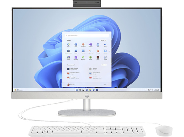 Bild 1 von HP 27-cr0301ng, All-in-One PC , mit 27 Zoll Display, AMD Ryzen™ 5 7520U Prozessor, 16 GB RAM, 512 SSD, AMD, Radeon™ 610M, Weiß Windows 11 Home (64 Bit), Weiß