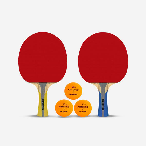 Bild 1 von Tischtennis-Set 2 Schläger TTR 100 3* Allround und 3 Bälle orange TTB 100* 40+