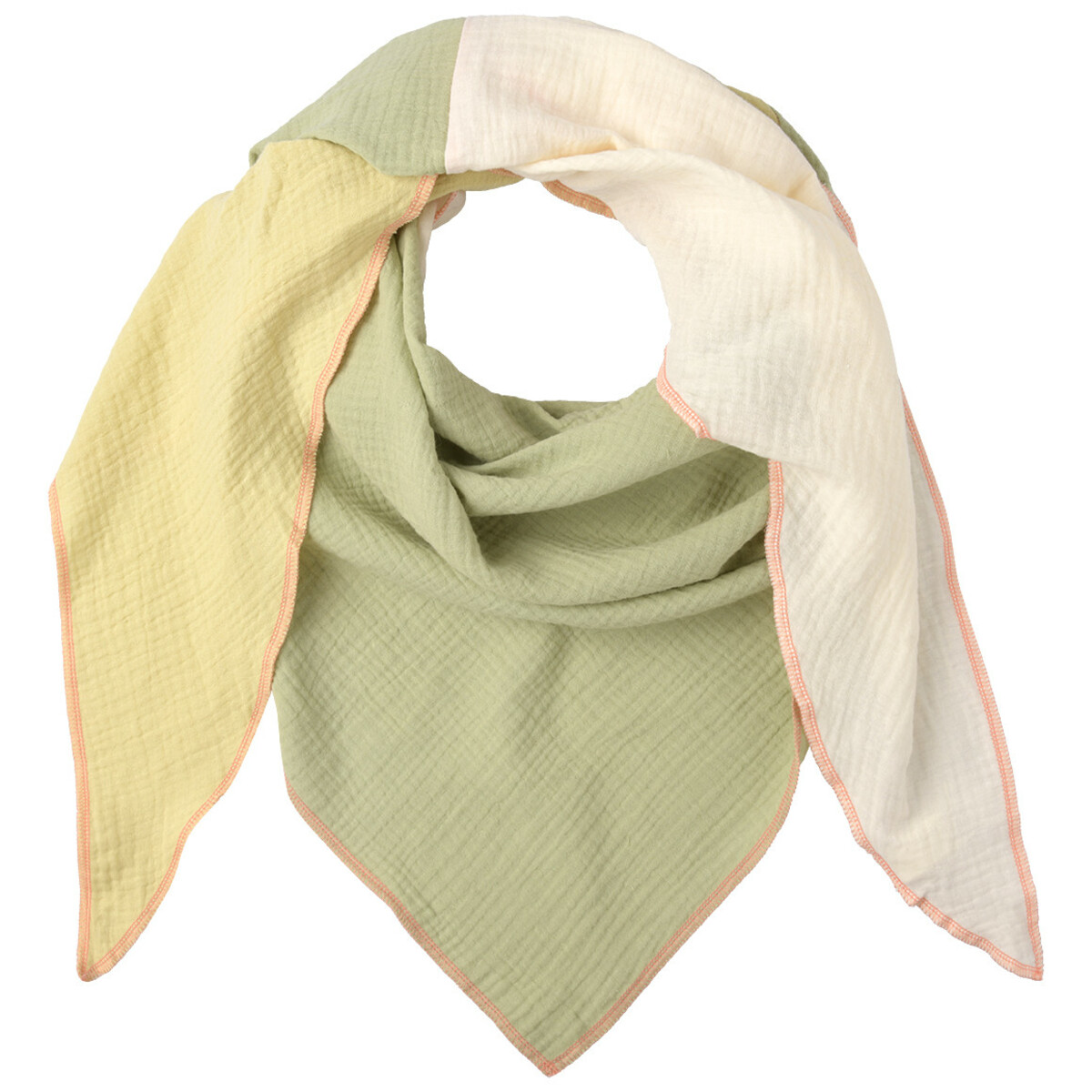 Bild 1 von Damen Musselin-Dreieckstuch in Mehrfarbig OLIV / HELLOLIV / CREME