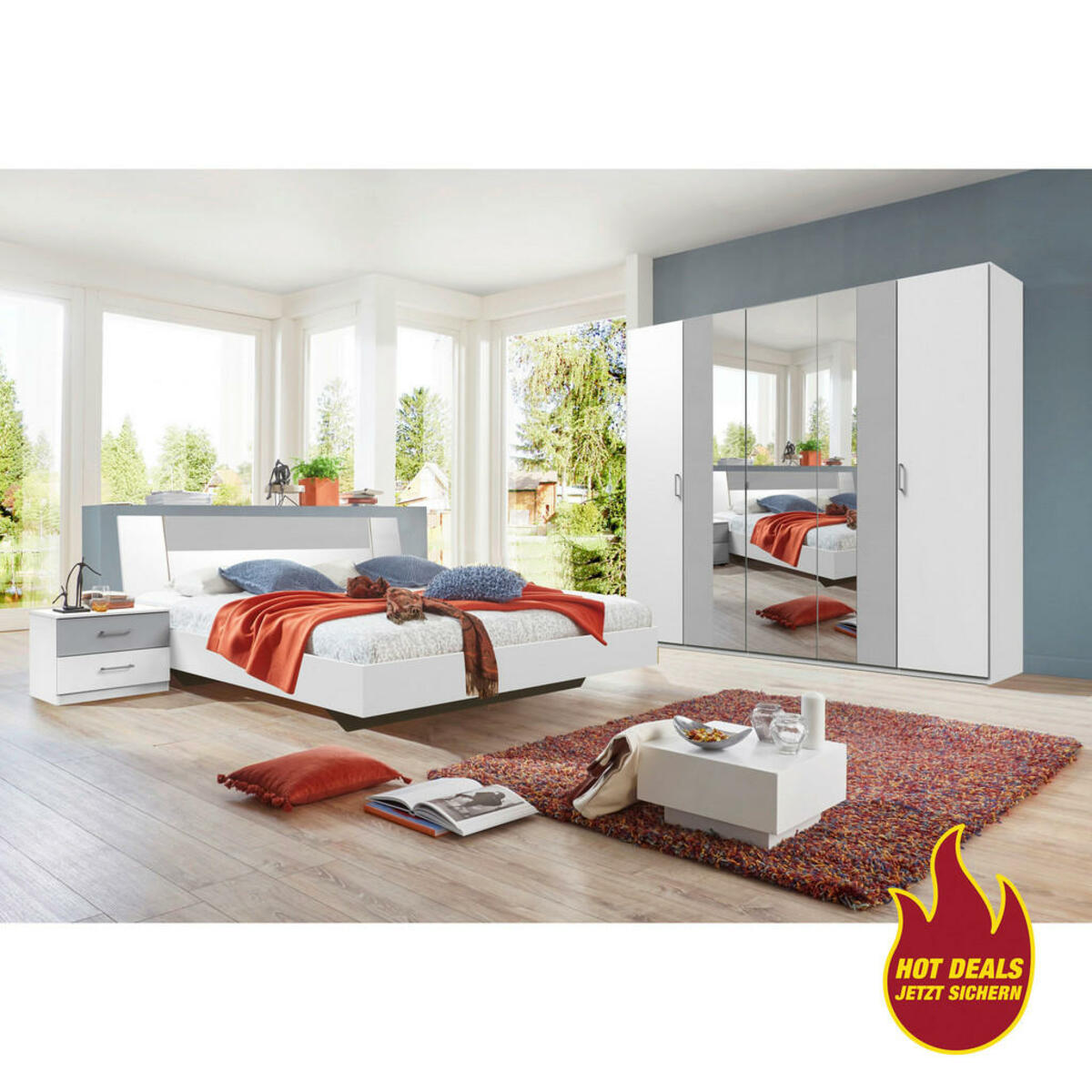 Schlafzimmer Kairo weiß/Abs.light grey von POCO Einrichtungsmarkt ansehen!