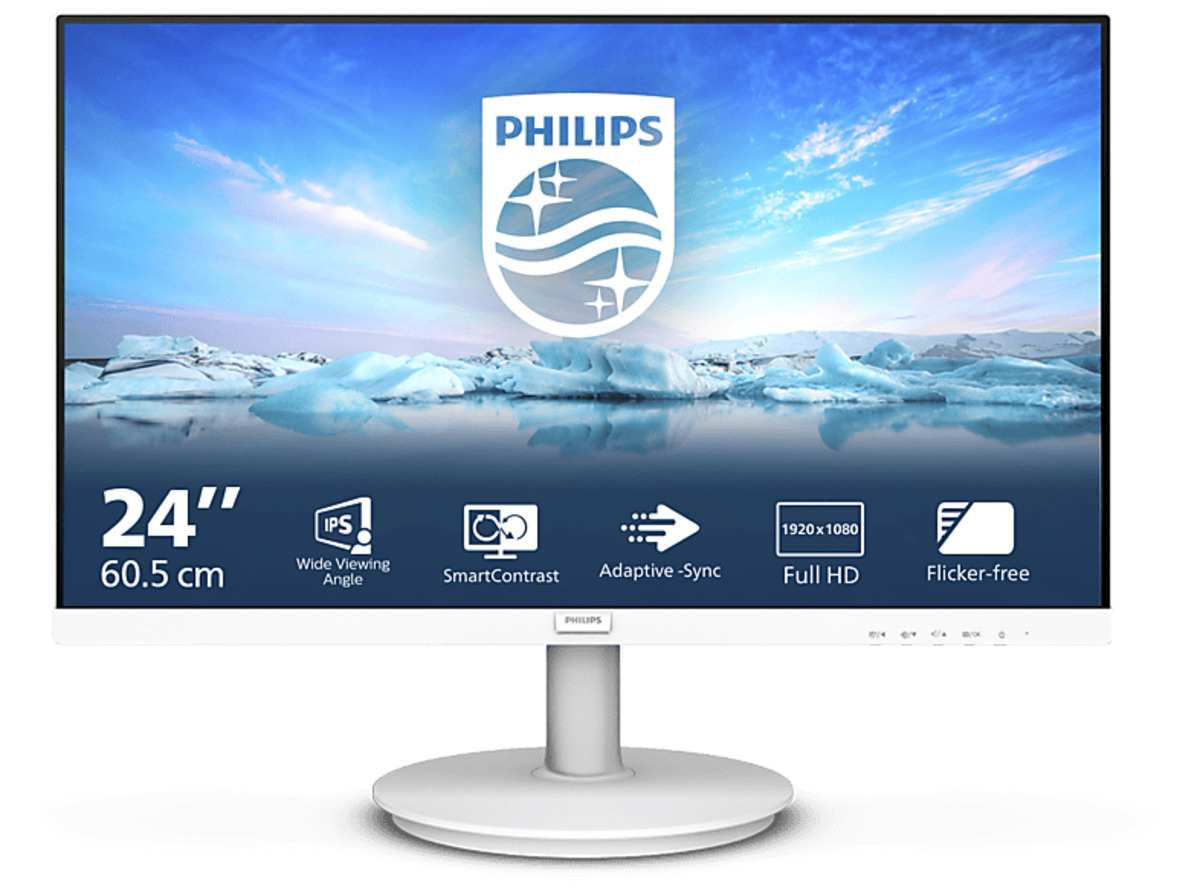 Bild 1 von PHILIPS 241V8AW 23,8 Zoll Full-HD Monitor (4 ms Reaktionszeit, 75 Hz), Weiß