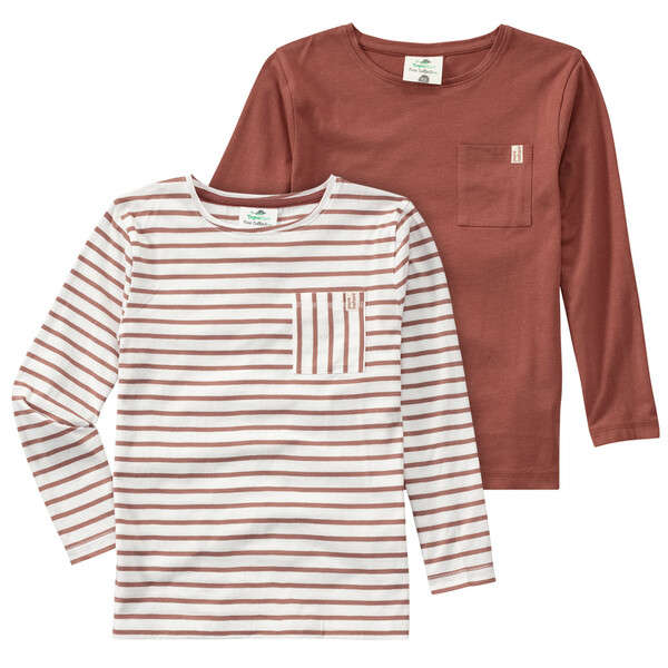 Bild 1 von 2 Jungen Langarmshirts mit Brusttasche TERRACOTTA / WEISS