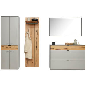 Dieter Knoll Garderobe, Grau, Wildeiche, Holz, Glas, Holzwerkstoff, 4-teilig, Wildeiche, furniert, massiv, 265.7x205.5x37.1 cm, Garderobe, Garderoben-Sets & Serien