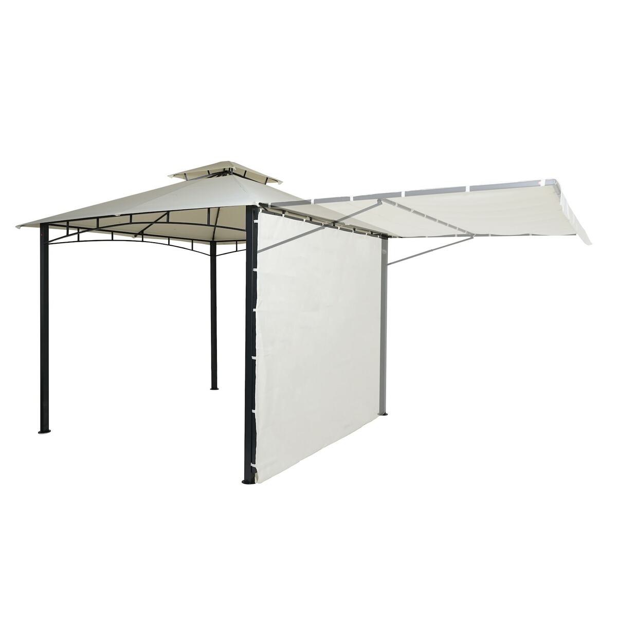 Bild 1 von Pergola MCW-F94, Garten Pavillon, Stahl bewegliche Seitenwand 2,5x2,5m ~ creme-beige