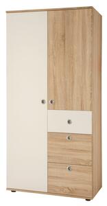 Kleiderschrank Wiki 90 cm Eiche Dekor/Weiß