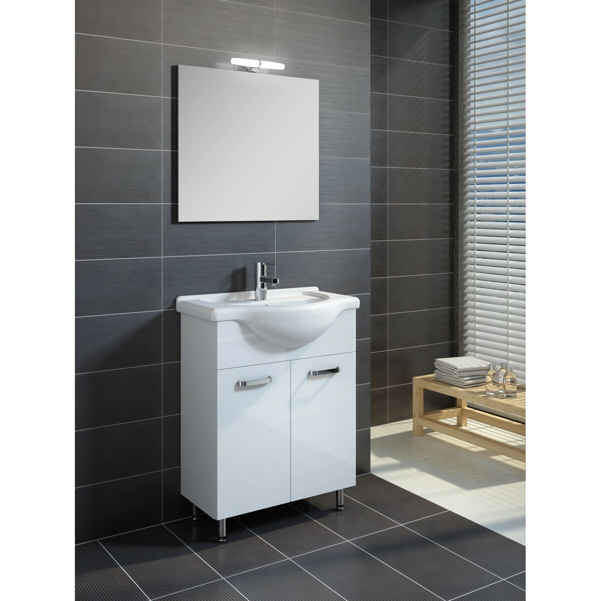 Bild 1 von Badmöbel-Set Eve Weiß Hochglanz 3-teilig EEK: A+