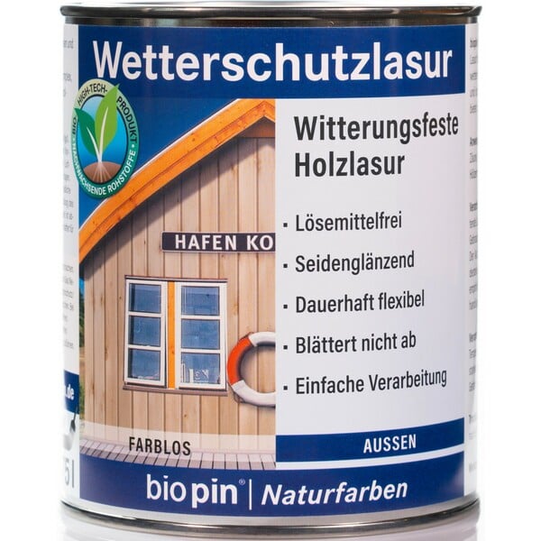 Bild 1 von Biopin Wetterschutzlasur Transparent 750 ml