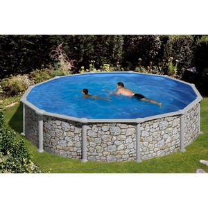 Summer Fun Stahlwand Pool-Set Stein-Dekor Aufstellbecken rund  Ø 460 x 120cm