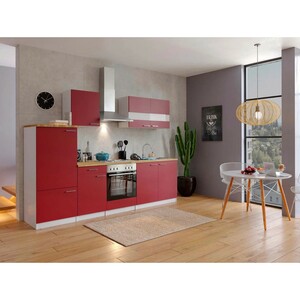 Respekta Küchenzeile ohne E-Geräte 270 cm Rot-Weiß