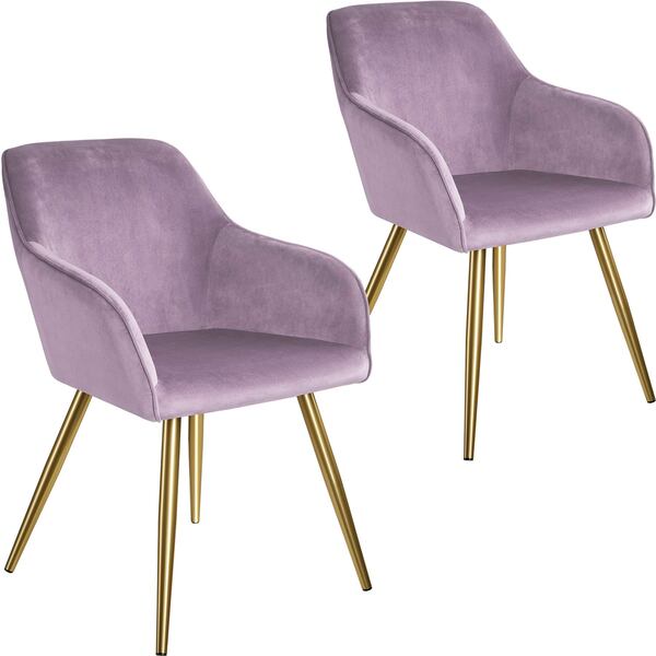 Bild 1 von 2er Set Stuhl Marilyn Gold Samtoptik rosa/gold