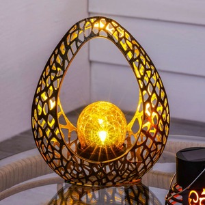 Solar-Leuchte "Ornament" aus Glas und Metall, ca. 17,5x8,5x21cm, Black