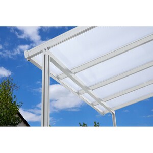 Terrassenüberdachung Premium (BxT) 410 cm x 406 cm Weiss Polycarbonat Streifen W