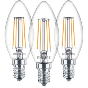 Philips LED-Lampe Classic Filament 3er-Pack E14 40 W Warmweiß EEK: A++