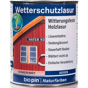 Biopin Wetterschutzlasur Schweden Rot 750 ml
